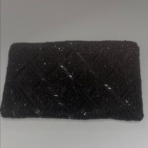 La Regale Black Beaded Clutch / mini bag